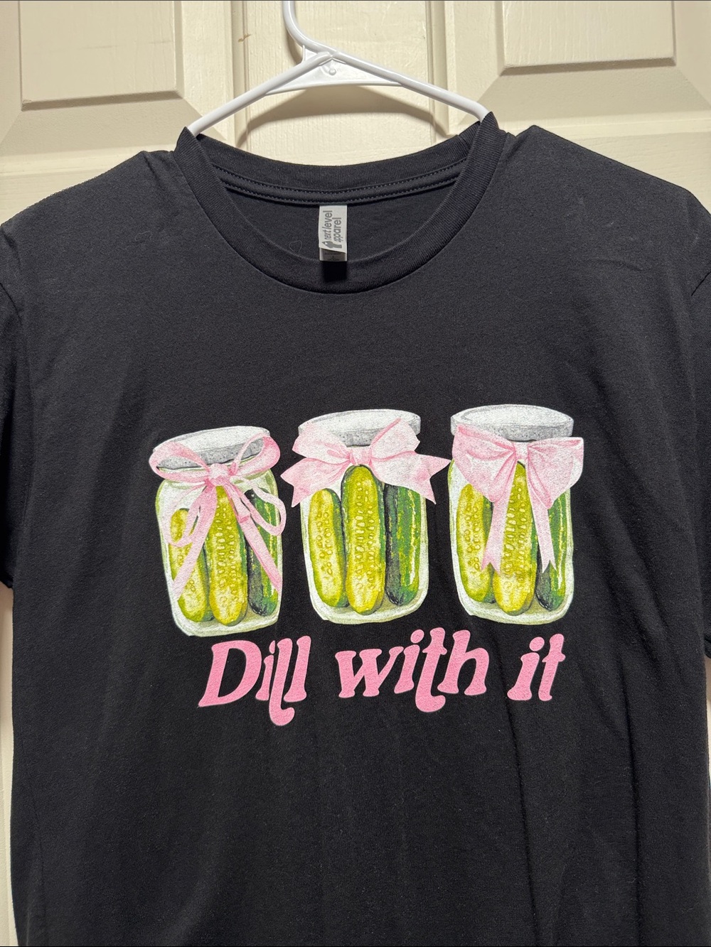 Next Level Pickle Dill with it Skeleton Apparel Black Crewneck Tee